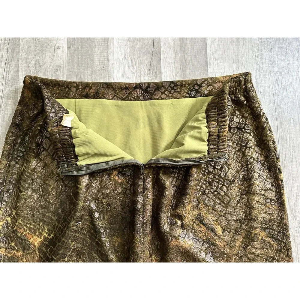 Design Todays Maxi Skirt Long Alligator Crocodile USA Made Brown Size 1X Vintage